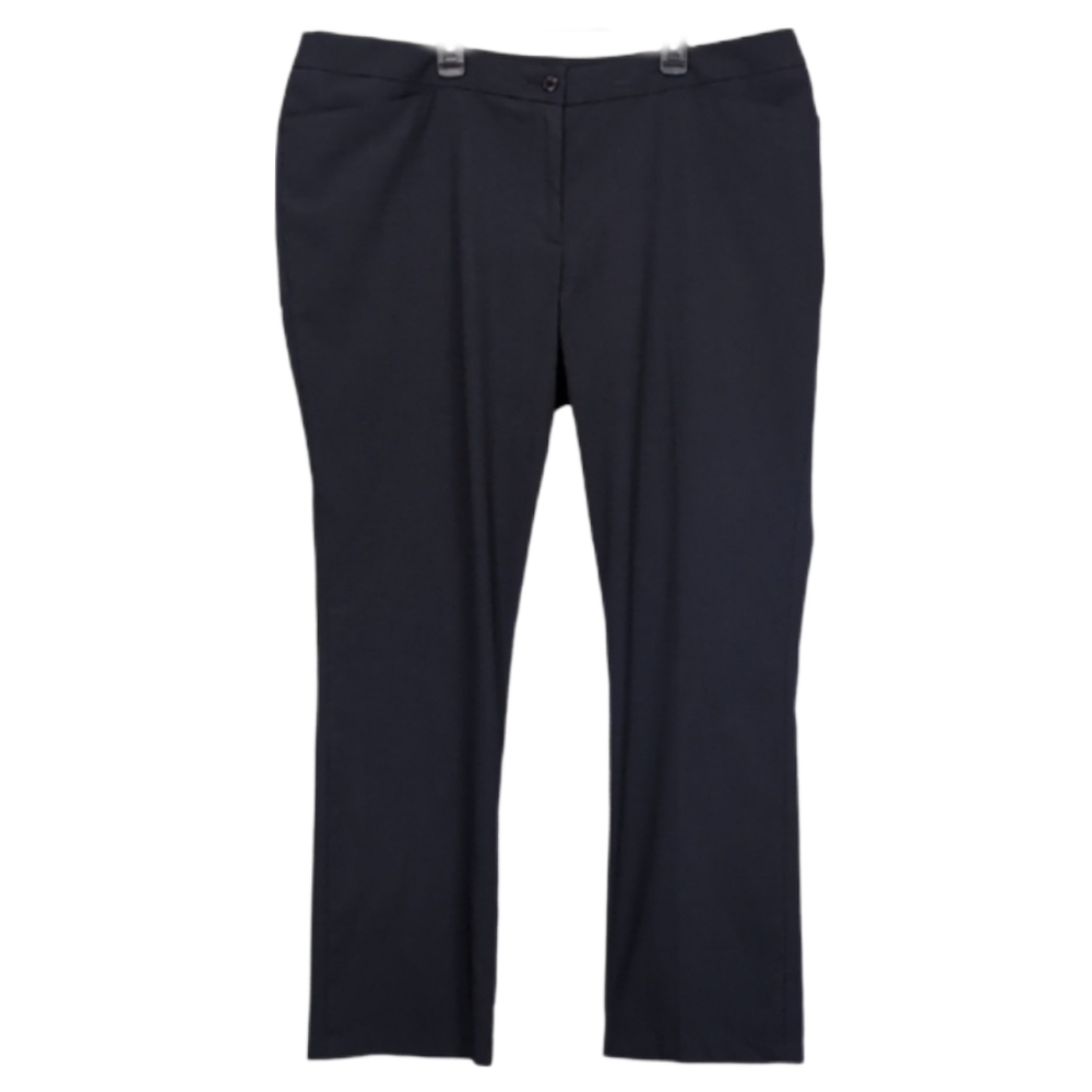 Haggar Straight Leg Dress Pants Womens Navy Blue Plus Size 18 Office Trousers